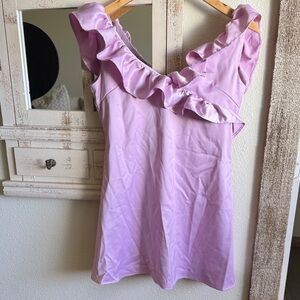 Elegant Lavender Ruffle Blouse
